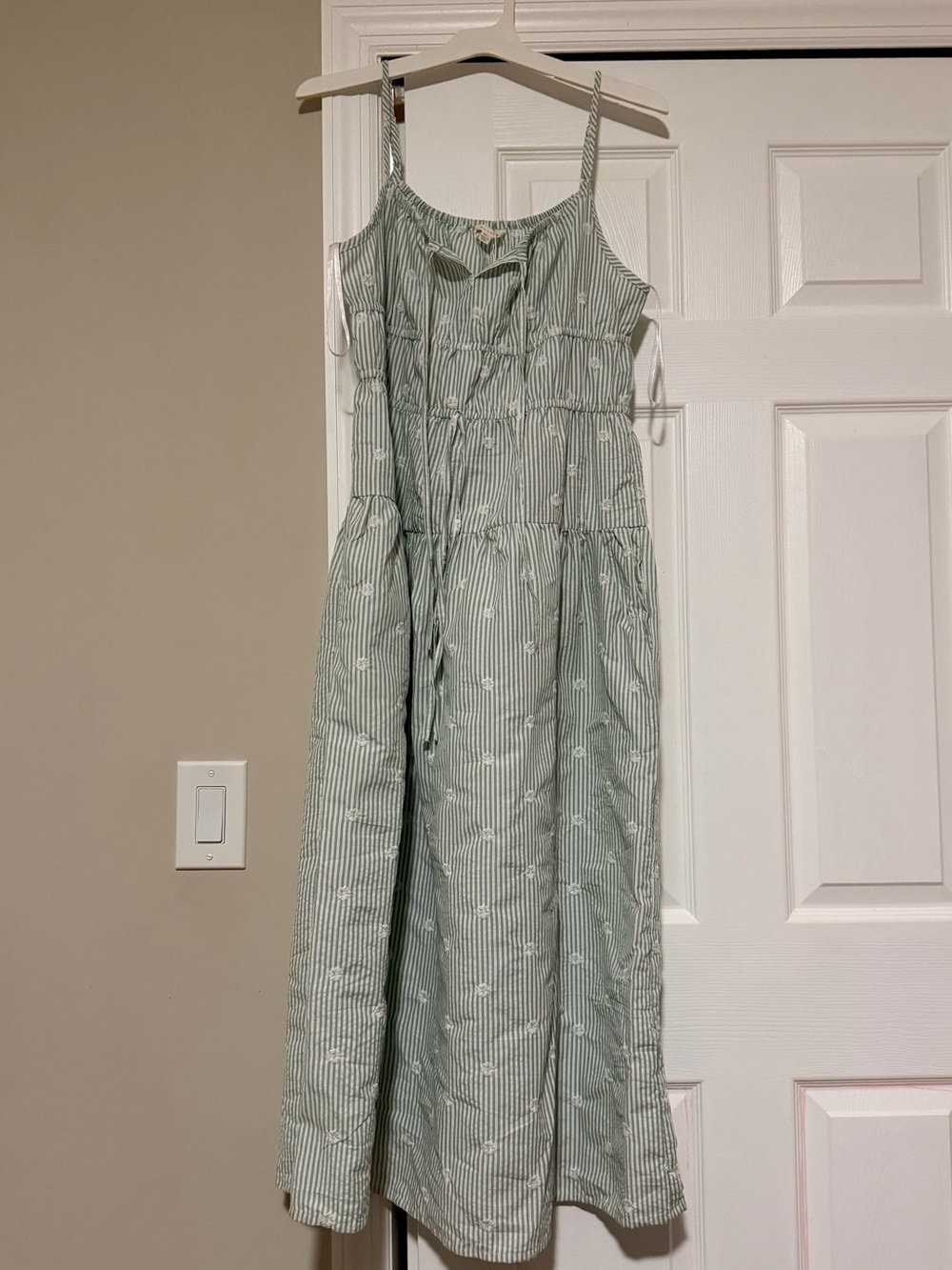 Marshalls Mint Green Striped Maxi Dress with Delicate Floral Detail
